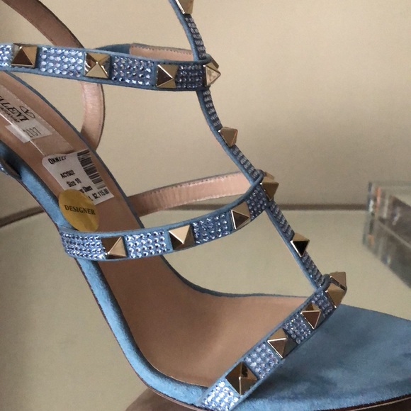 VALENTINO Rockstud Ankle Strap Crystal Sandals high-heel - Picture 4 of 16